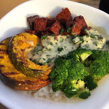 Load image into Gallery viewer, BBQ Seitan Rice Bowl -  Green Bar.